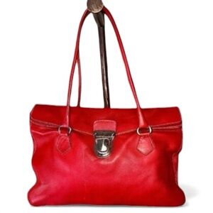 Prada Bag Vintage Red Calf Leather Shoulder Bag. 12” X 8” X 4” Authentic